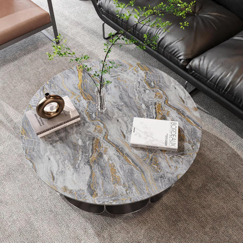 CRE8TIVE Matte Gold Grey Marble Contact Paper 12"x80" - Waterproof Peel and Stick Removable Vinyl for Kitchen and