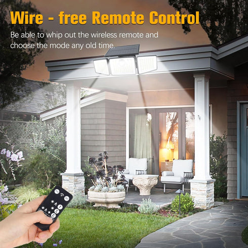 2500LM Sensor,3 270 Lights,IP65 3 Modes(Remote,1 daphino Solar Lights Outdoor with Motion Head Wide Angle Street Area