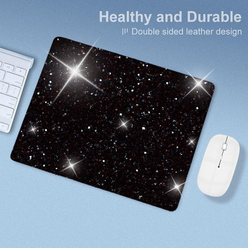 MXCVER Black Mousepad Diamond Black Glitter Sparkle Mouse pad Bling Desk Accessories Gaming Bling Rubber Pads