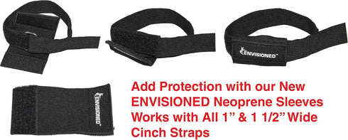 Heavy Duty Cinch Straps with Stainless Steel Metal Buckle - Reusable Durable Hook and Loop Multipurpose Securing Straps