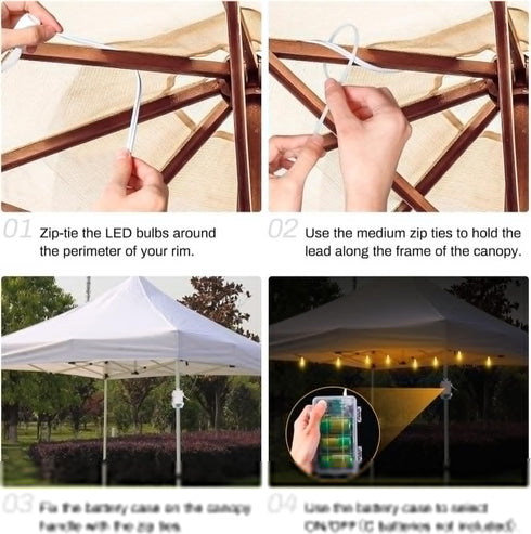 LED Canopy and Umbrellas Lights, 23 Ft Outdoor String Lights with 8LED C7 E-12 Bulbs, Waterproof