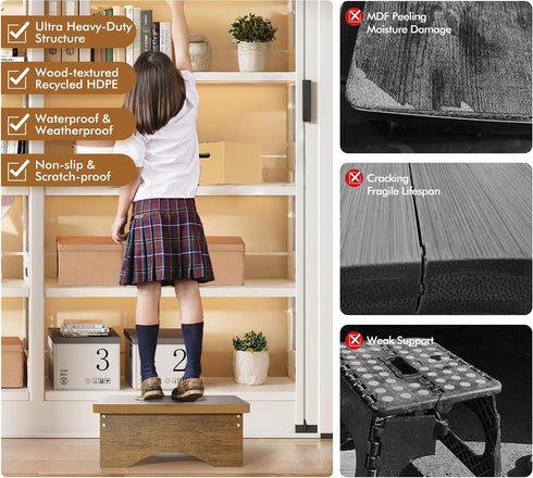 5.6" Y&M One Step Stool for Adults & Seniors, Waterproof HDPE Bedside Support Step Stool with Non-Slip Foot, Heavy Duty