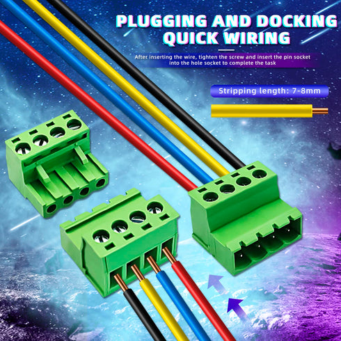 15 Pcs 4 Pin PCB Mount Screw Terminal Block Connector with 15 Pairs 5.08mm Pitch Screw Plugs