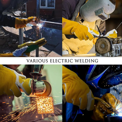 Professional Extra Large MIG/TIG Welding Gloves - Top Grain Leather Cowhide, Reinforced Palm & Thumb, 14 Inches