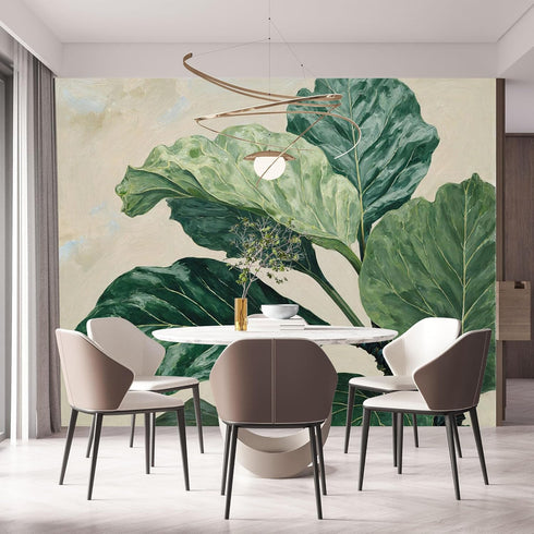 Personalized Customization Wall Mural SelfAdhesive Removable Fabric Fiddle Leaf Fig Botanical Plant Tropical Large Wall
