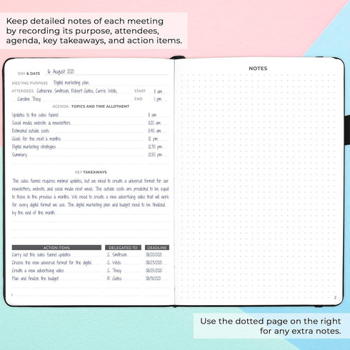 Clever Fox Meeting Notebook, A5 Work & Business Organizer with Notes & Action Items for Project Management & Meetings
