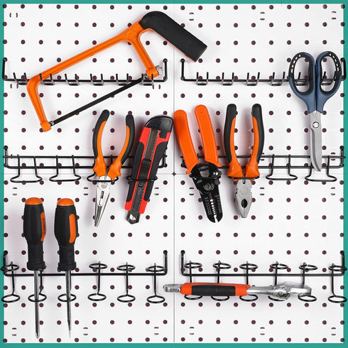 6 Pcs Pegboard Screwdriver Holders, Stainless Steel Organizer Hooks for Tool Utility Racks (Black)