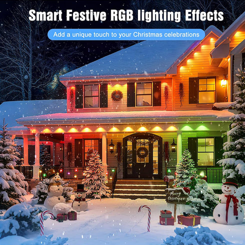Lights,100FT IP67 72 JOH Permanent Outdoor RGB+IC Smart Eave Lights with DIY Color, Waterproof, App & Remote Control