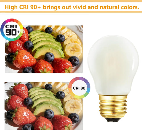 Dimmable E26 Bulb,Frosted Bulb 2W 20W Bulb, 250LM AC120V, G45 3000K Bulb Pendant,Chandeliers,Vanity,6Pack Globe LED