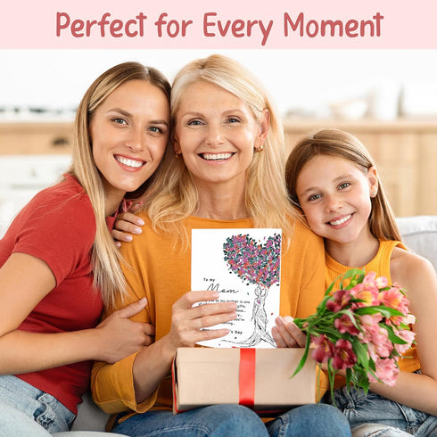 DINIZON 8"x5.3" Happy Mothers Day Card for Mom, Sentimental Greeting Card with Message for Mama, Nana, Step Mom