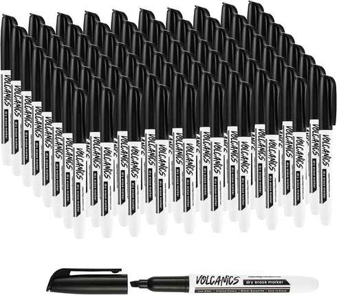 Volcanics Black Chisel Tip Whiteboard Markers 80 Pack, Dry Erase Markers Bulk