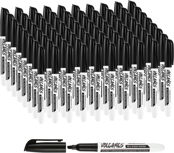 Volcanics Black Chisel Tip Whiteboard Markers 80 Pack, Dry Erase Markers Bulk