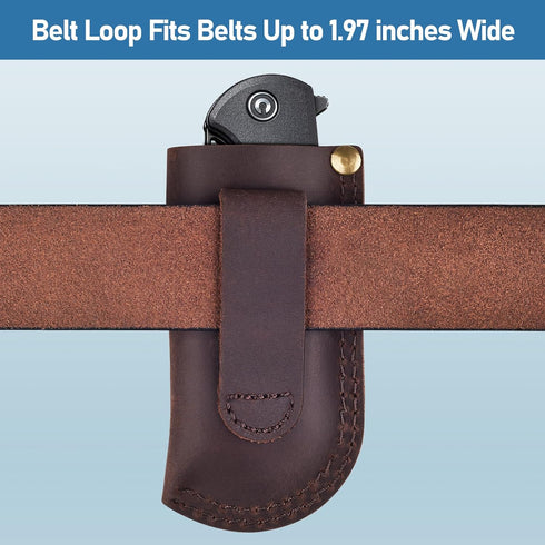 Leather Belt Knife Sheath, Color Clash Series, EDC Holster for Folding Knife Carrier, Darkbrown
