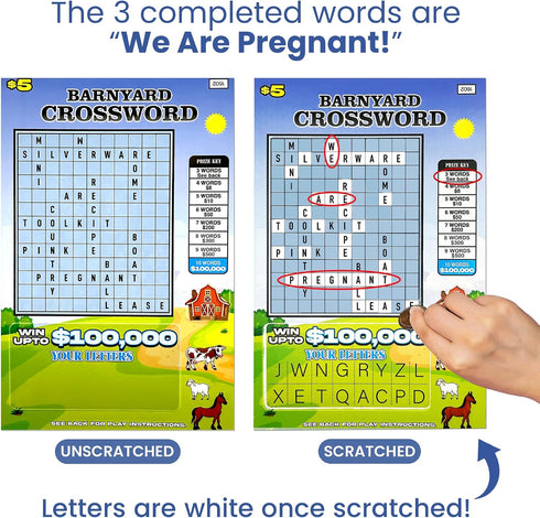 8 Easter & Spring Themed Pregnancy Announcement Fake Lottery Scratch Off Tickets, Great Idea for Pregnancy Reveal