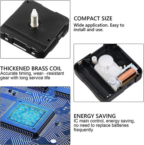 4Pcs Quartz Clock Mechanism Kit, Battery Powered Wall Clock Movement Parts with 5 Set Hands (No Battery)