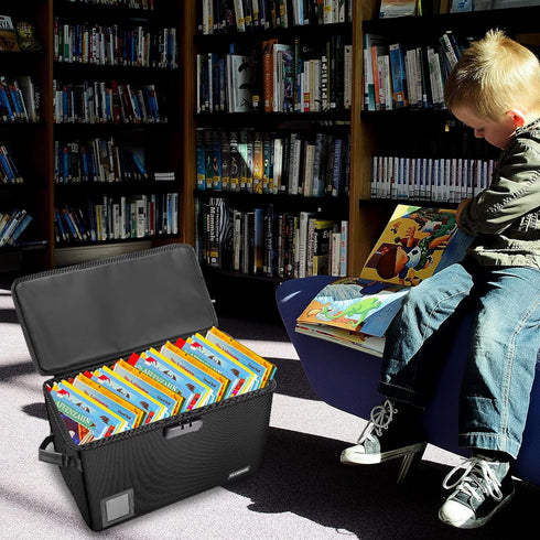 ELOBOON Fireproof & Water-Resistant Comic Book Storage Box with Lock and Label Window, Moistureproof Short Box Holds
