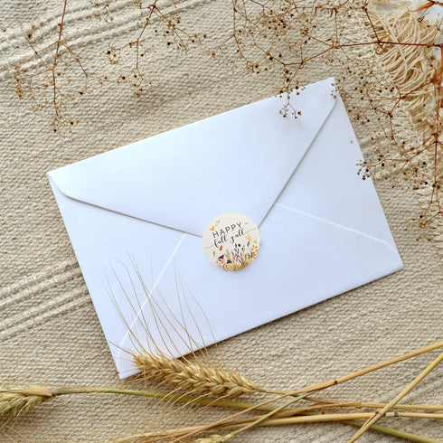 Happy Fall Y'all Stickers - 1.5 Inch Autumn Leaves Circle Labels - 500 Thanksgiving Floral Labels Per Roll