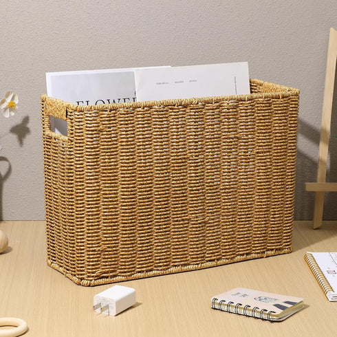 Decorative Magazine Storage Basket Bin, Plastic Holder for Bathroom, Office