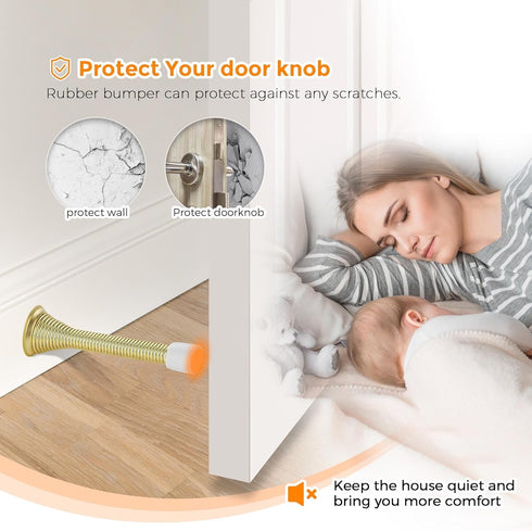 Ravinte Door Stoppers, 6 Pack Gold Spring Door Stops with Rubber Bumper for Bottom of Door