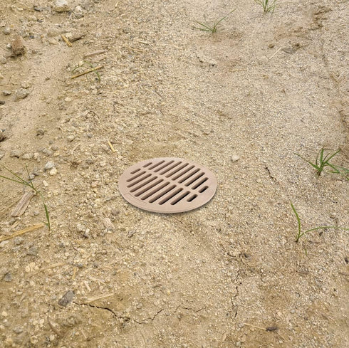 Premium USA Made 3" Inch TAN Outdoor Round Flat Drain Grate Cover, Fits All 3" Inch Sewer & Drain Pipe/Fittings