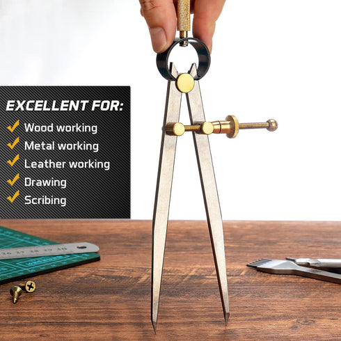 2 PCS Adjustable Lockable Spring Wing Divider Calipers, 6 Inch and 8 Inch Steel Compass Tool for Drafting