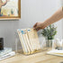 MyGift Clear Acrylic Mail Organizer Box with Letter Word Script Design and Gold Mirror Base