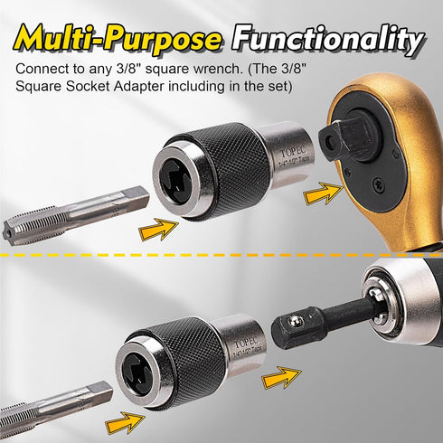 Topec Tap Socket Set, 3PCS Tap Extractor Tool with Adjustable Jaws, Tap Sockets with a 3/8" Socket Adapter, Suitable for Taps, Reamers, Screw Extractors