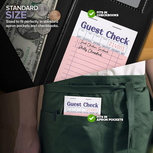 (20 Pack) 1000 Stock Your Home Pink Guest Check Books for Servers Server Note Pads, Waiter Checkbook, Food Receipt