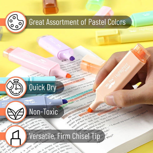 Mr. Pen Pastel Highlighter, 8 pcs Tank Style, Chisel Tip, No Bleed Bible Highlighter for School Supplies