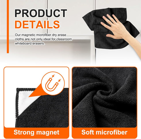 Ira Pollitt 8 12 12 inch Pieces Magnetic Cleaning Cloth Dry Erasers Microfiber Dry Erase Erasers Reusable Microfiber