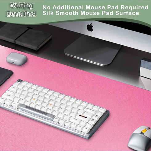 Boutilon Pink,30"x14") Leather Desk Pad Protector,Non-Slip Mouse Pad,Laptop Desk Pad,Office Mouse Mat,Waterproof