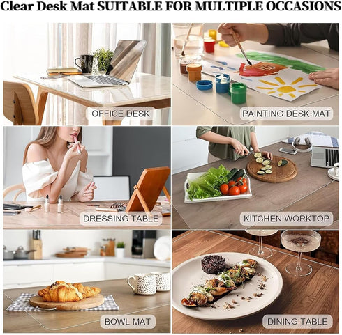 Generic 7in 13in Clear PVC Desk Pad Mat x Crystal Table Cloths Rectangular Vinyl Desk Pad Waterproof PVC Plastic Table
