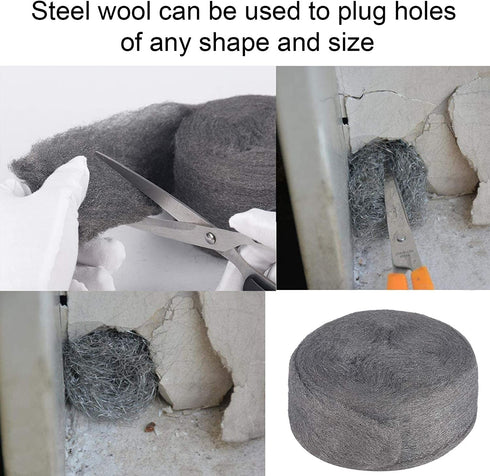 Steel Wool for Mice Control - 15FT (150G) - Fine Wire Wool to Keep Animals Away from Holes, Wall Cracks, Vents