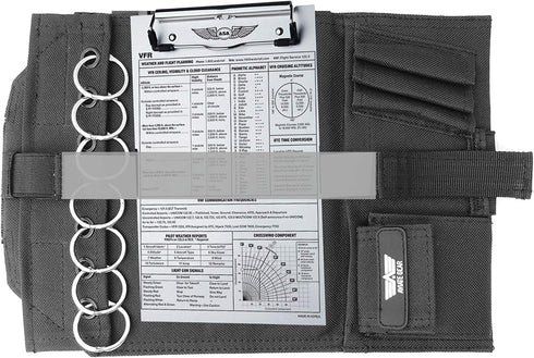 Performore Pilot Kneeboard - Includes Clipboard, Knee Strap & 7 Rings, Secure Aviation Knee Board for Professionals