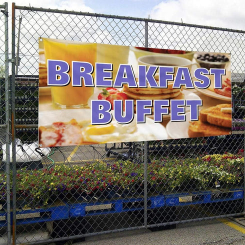 Fastasticdeals 4 Grommets 24x48Inches Vinyl Banner Multiple Sizes Breakfast Buffet Restaurant Cafe Bar Restaurant