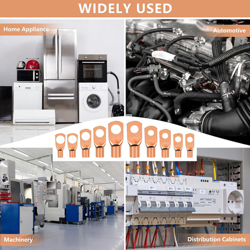 174Pcs Copper Wire Lugs, Terminal Connectors AWG12 10 8 6 4 2 with Heat Shrink Set, 84Pcs Battery Cable Ends Ring Terminal Connectors and 90Pcs Heat Shrink Tubing
