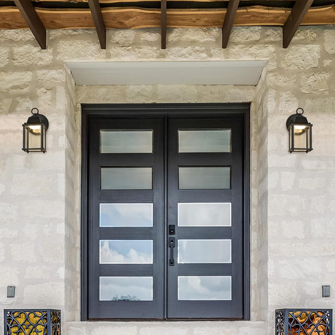 3000K 650 Maxxima LED Porch Lantern Outdoor Wall Light - Features Clear Glass, Warm White, Lumens, Dusk to Dawn