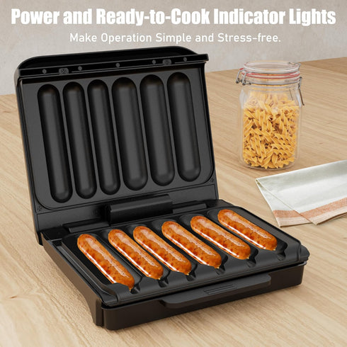 KEINVE Hot Dogs Machine, Electric Grill with Oil Drip Tray, and Cord Storage, Ideal for Veggie Sausages, BBQ