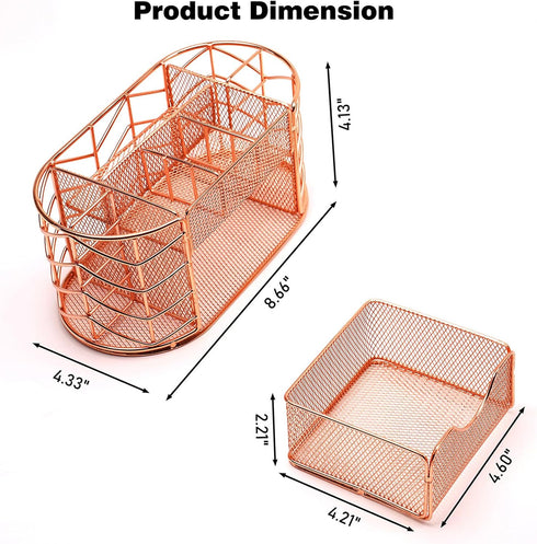 Metal Pencil Caddy Desk Organizer for Office Supplies (Rose Gold) - Pen Holder for Desktop