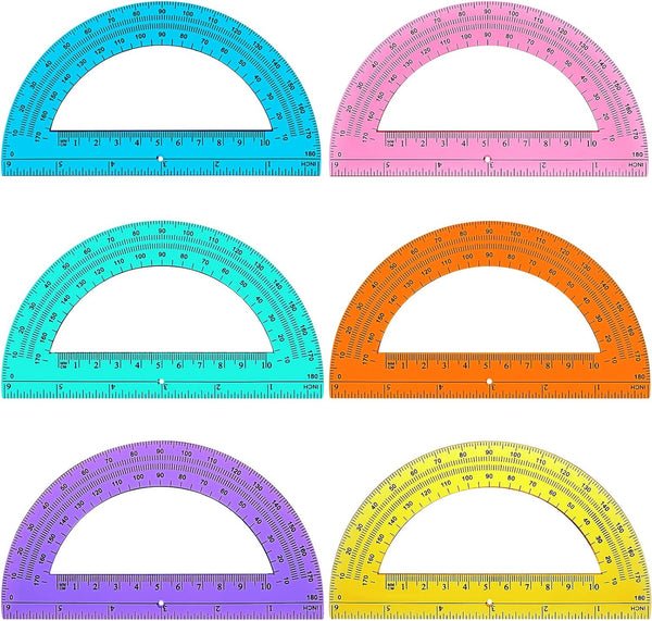Zonon 12 Pieces Protractors Bulk, Plastic 180 Degrees 6 Inch Translucent for Geometry, Angle Measurement, School