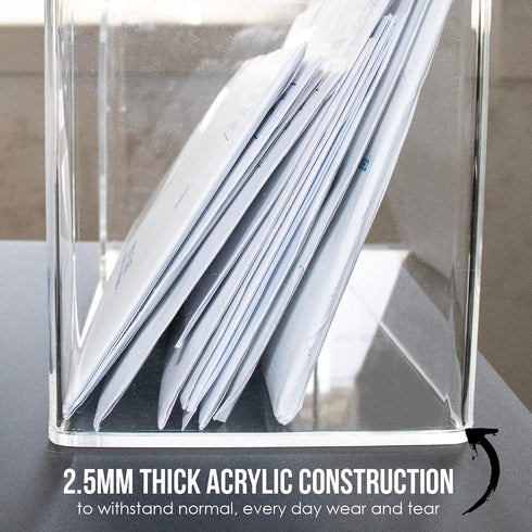 Nadex Clear Acrylic Check Tray, 2.5mm Thickness Durable Deposit Ticket and Cheque Holders for Deposit Slips and Vouchers