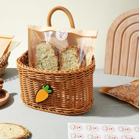 200 Packaging 19x18cm, 200pcs Small Kraft Paper Bread Bags with Window and Self-adhesive Seal, Food-grade Cookie