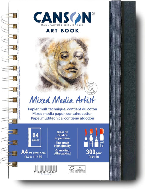 CANSON Art Book, Mixed Media Paper Notebook, 8.3x11.7 inches, White