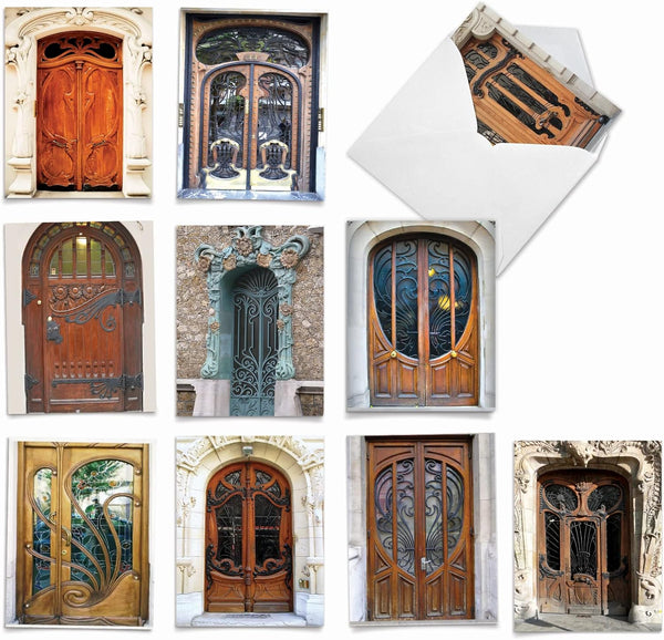 The Best Card Company - 10 Blank Note Cards Boxed (4 x 5.12 Inch) - Architecture, Assorted All Occasion Cards - Art