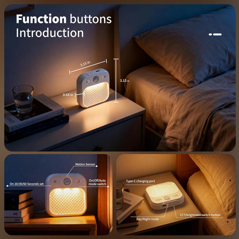 LIUYANGMAO Closet 3 Dimming, 20/30/60s Motion Sensor Night Light, Rechargeable Magnetic LED Light with Color