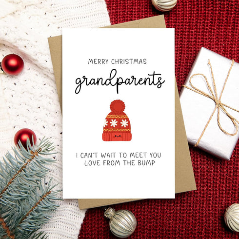 Naixiwen Christmas Pregnancy Announcement Card for Grandparents to Be, Christmas Pregnancy Reveal Card, New Baby Reveal