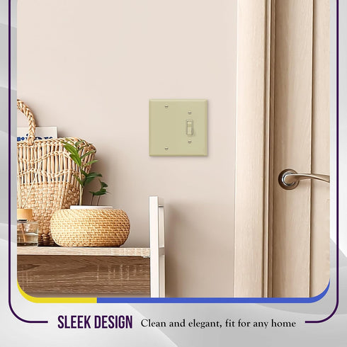 ENERLITES 2-Gang Combination Wall Plate, Blank Device/Toggle Switch, Standard Size, Ivory, Polycarbonate Thermoplastic