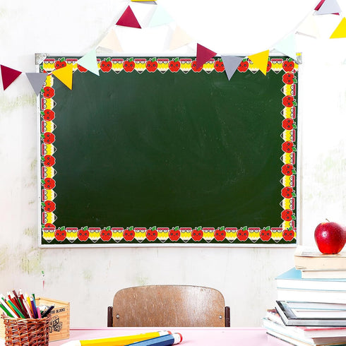 FYSUIMU Back to School Bulletin Board Border Cartoon Pencil Apples Die Cut Trim Border Roll for Classroom Chalkboard