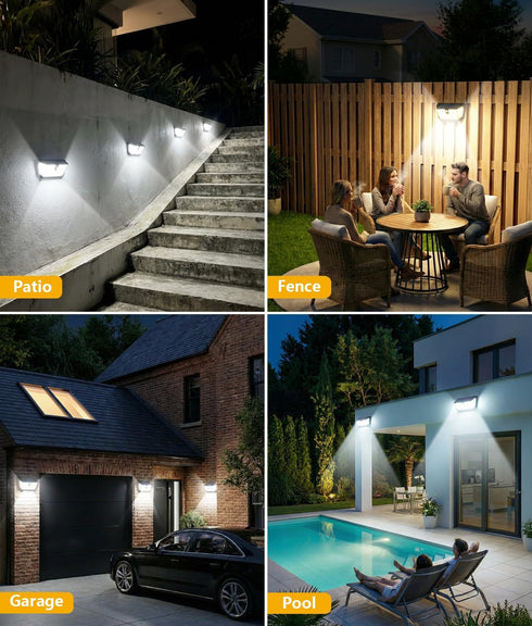 300 3 2 Pack WdtPro Solar Lights Outdoor Waterproof, Angle & Lighting Modes Motion Sensor Outdoor Lights, Solar
