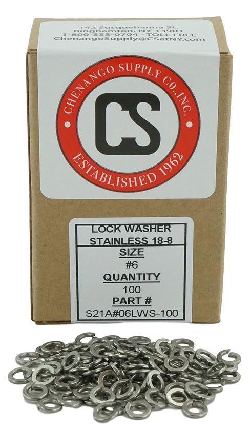 Stainless #6 Split Lock Washer, Stainless Steel 18-8, 100 pcs